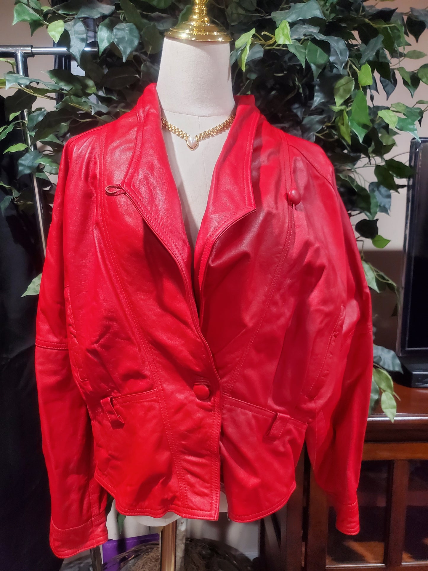 Red Vegan Leather Jacket
