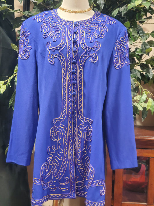 Blue & Yellow Squiggle Blazer