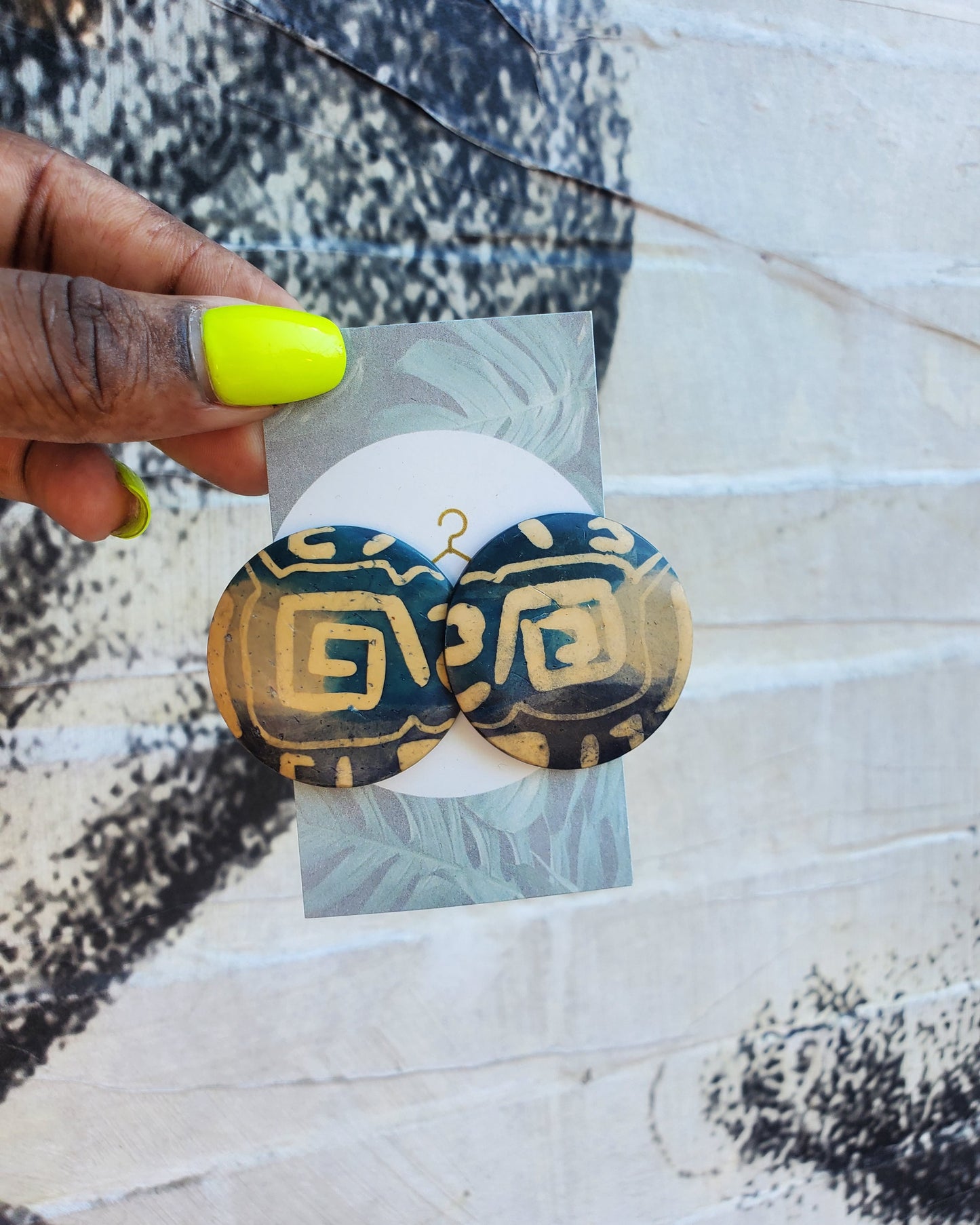 Tribal Print Wood Earrings