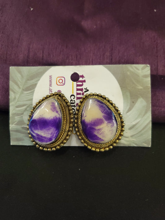 Purple Marble Earrings
